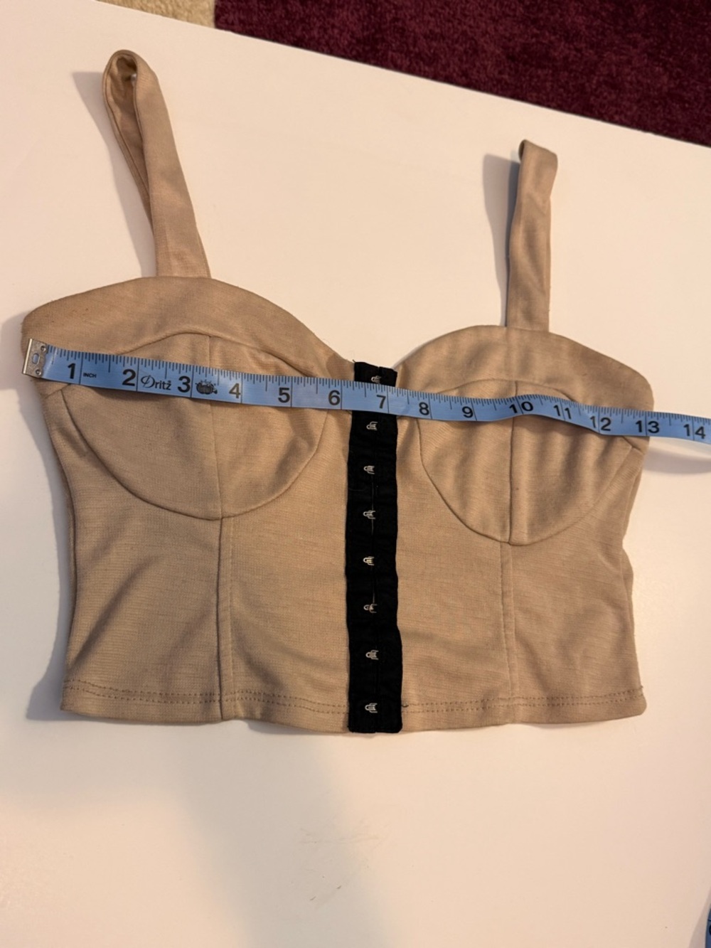 Beige Bustier Crop Top with Front Hook Closure - Picture 2 of 4